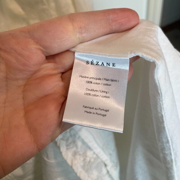 SEZANE Adele Floral Embroidered Eyelet Button Down Midi Shirt Dress \\ 38 (6) - Picture 7 of 9